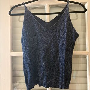 blue glittery tank top